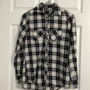 Hot Topic Skull white and a black Plaid button down Shirt.